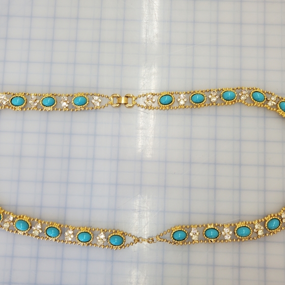 Vintage  KJL   RARE Turquoise Gold Belt/pendent - Picture 3 of 12